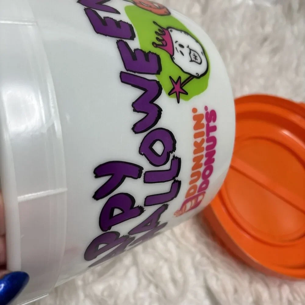 Dunkin Donuts Happy Halloween Munchkins Bucket Glow In The Dark With Lid